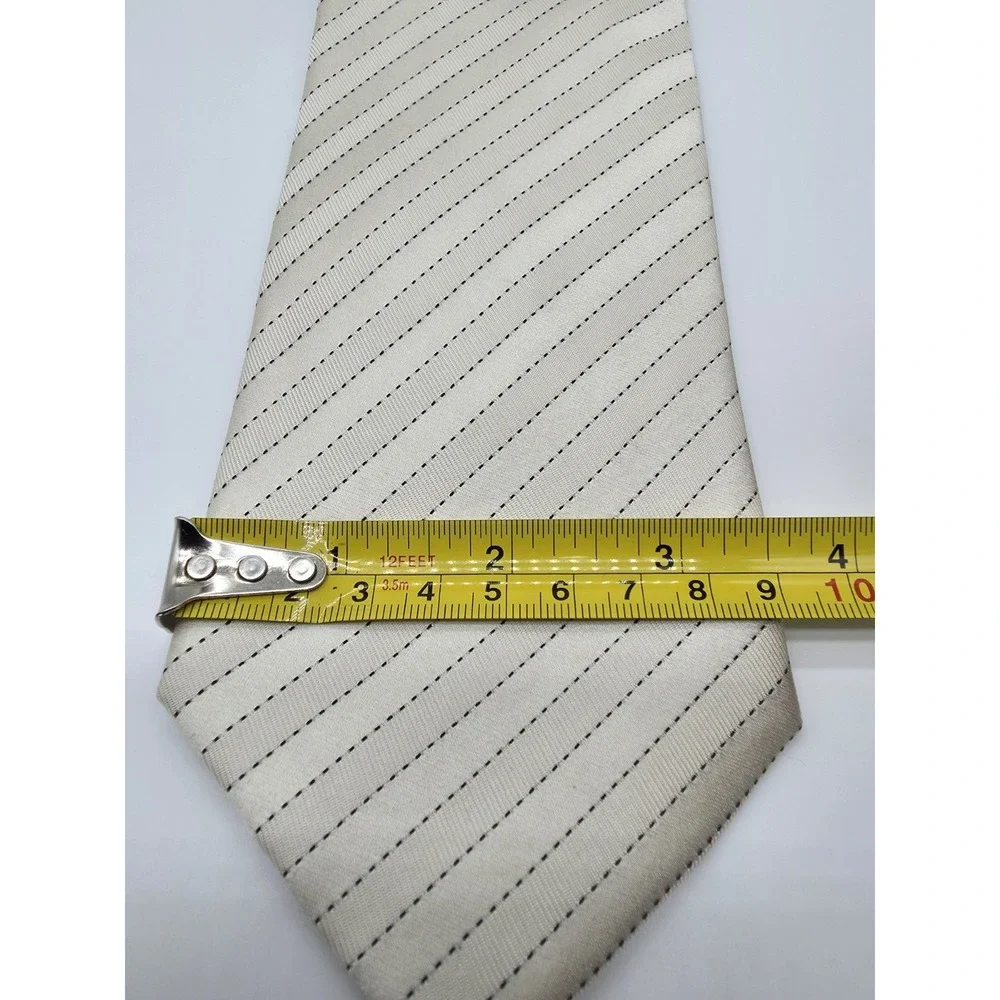Sean John Tie White Cream Striped 100% Silk Necktie 57